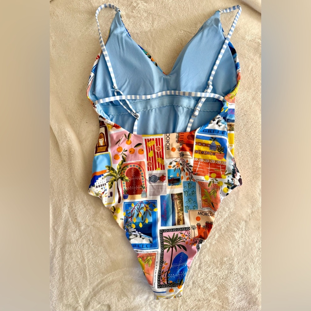SEAFOLLY On Vacation V-Neck One Piece Bathing Suit - Picture 4 of 15